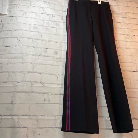 Black With Red Stripe detail work Pants Trousers Straight Leg High waist  size 6 - Picture 3 of 7